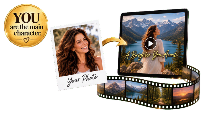Film strip showing personalized vision scenes — create your vision
